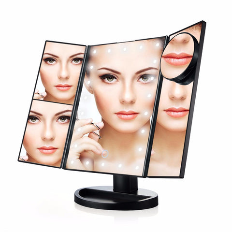 Image of Foldable Triple-Panel LED Makeup Mirror