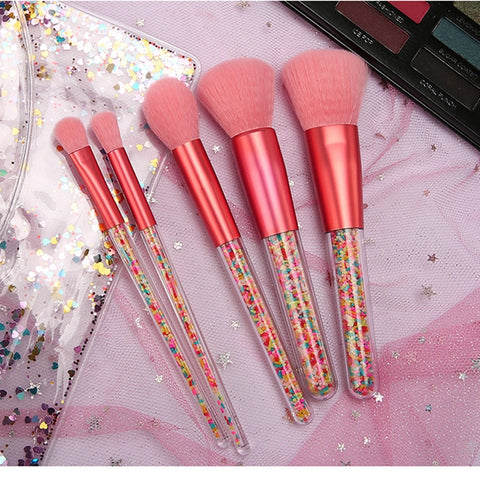 Image of 5pcs Lollipop Candy Unicorn Crystal Makeup Brushes Set
