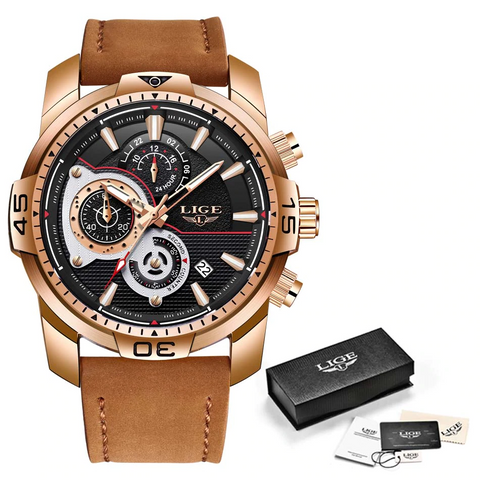 Image of Waterproof Men's Gold Watch