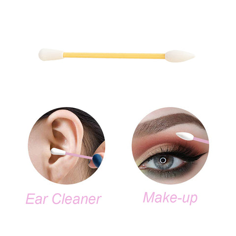 Image of 2Pcs Reusable Cotton Swab Ear Cleaning Cosmetic Silicone Buds