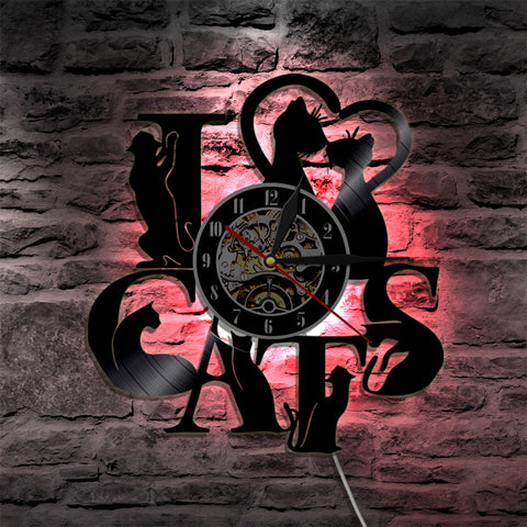 Image of I Love Cats Vinyl LED Wall Clock