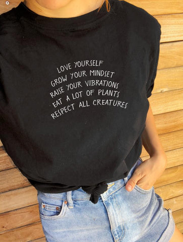 Image of Love Yourself Grow Your Mindset Harajuku T Shirt Women