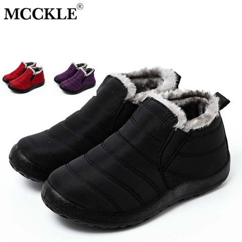 Image of Winter Female Slip On Flat Casual Shoes Waterproof