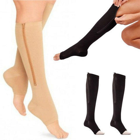 Image of Zipped Open Toe Compression Socks