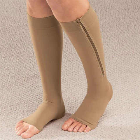 Image of Zipped Open Toe Compression Socks