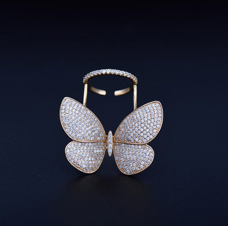 Crystal Stones Made Butterfly Ring
