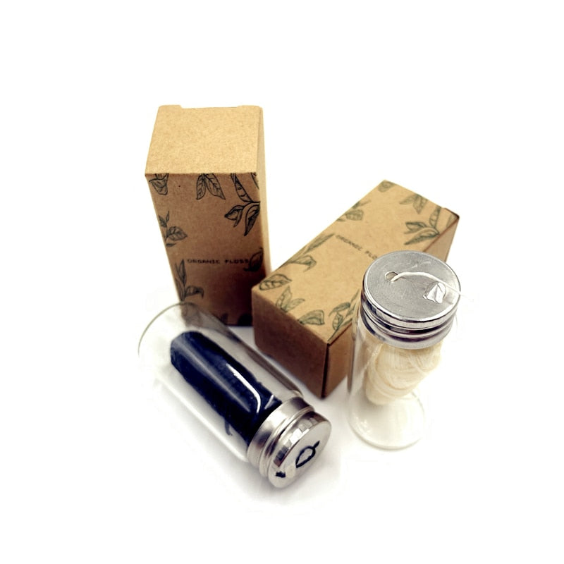 Natural bamboo fiber with activated charcoal dental floss