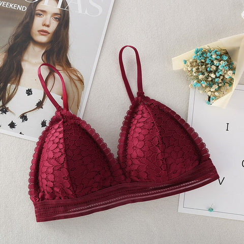 Image of Sexy Deep V Lace Bra Wireless