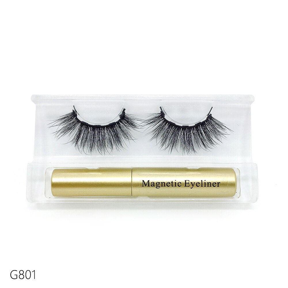 5 magnetic eyelashes, liquid eyeliner and tweezers set