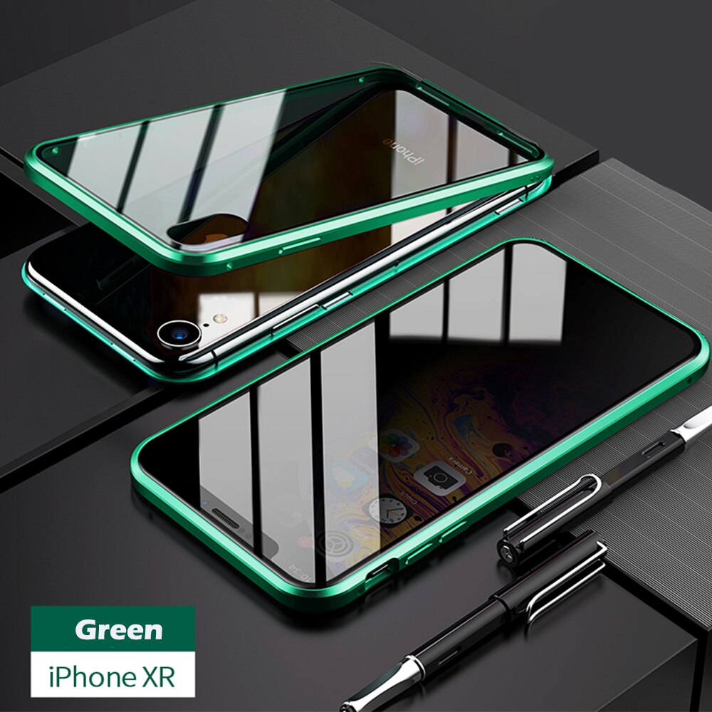 Anti-peep Magnetic Adsorption Metal Phone Case For iPhone
