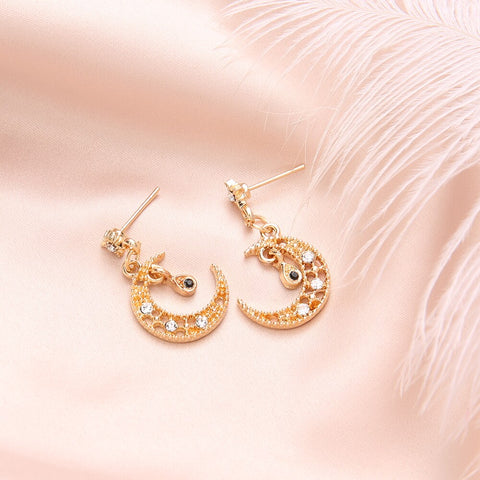 Image of Cubic Zirconia Crystal Moon Star Earrings