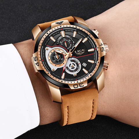 Image of Waterproof Men's Gold Watch