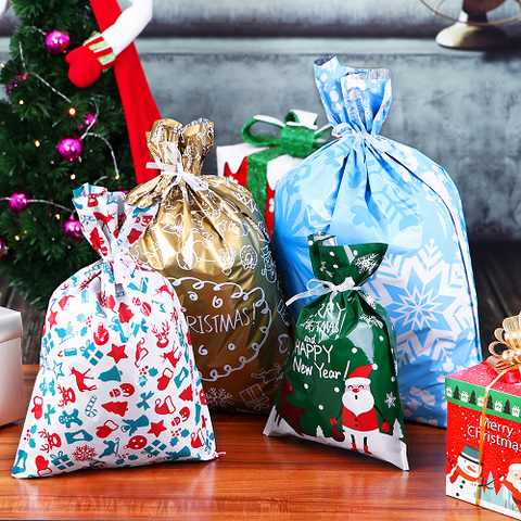 Image of Drawstring Holiday Gift Bags