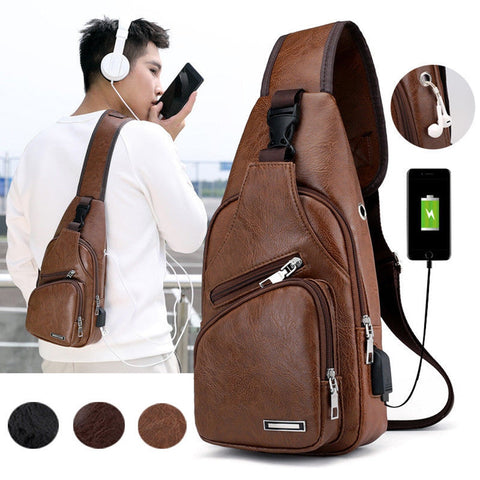 Image of Men's USB Charging Chest Bag