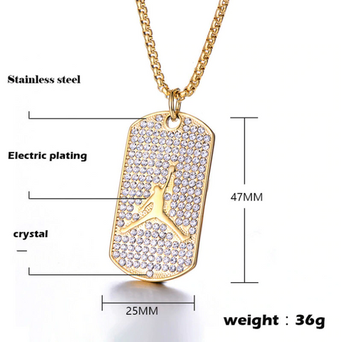 Image of Luxury Hip Hop Diamond Set with Basketball Pendant Necklace