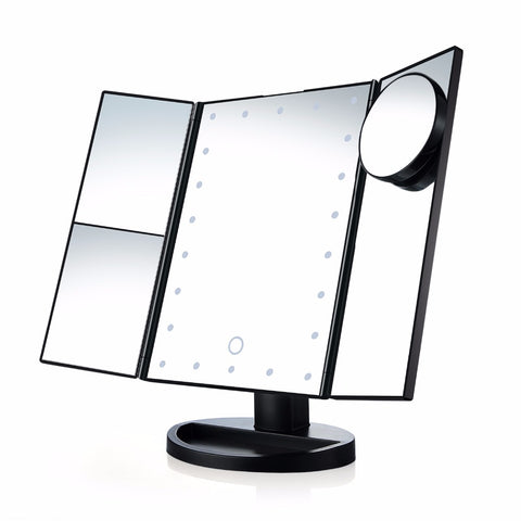 Image of Foldable Triple-Panel LED Makeup Mirror