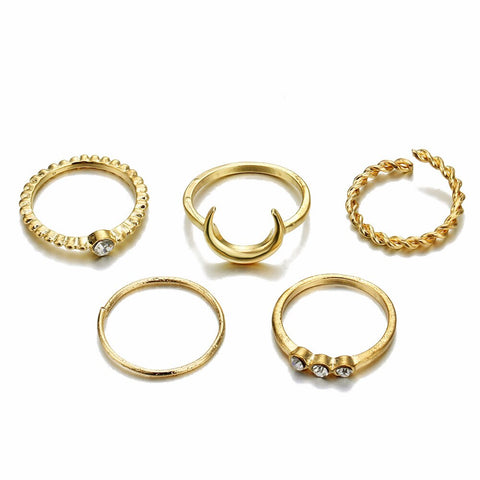 Image of Moon Geometric Joint Rings Set