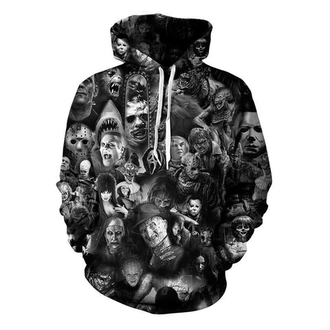 Image of Unisex 3D Digital Print Horror Hoodies