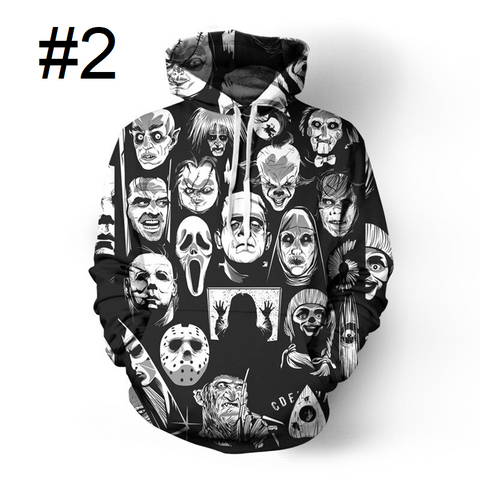 Image of Unisex 3D Digital Print Horror Hoodies
