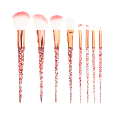 Image of 8pcs Red Glitter Diamond Brush Crystal Makeup Brushes Set