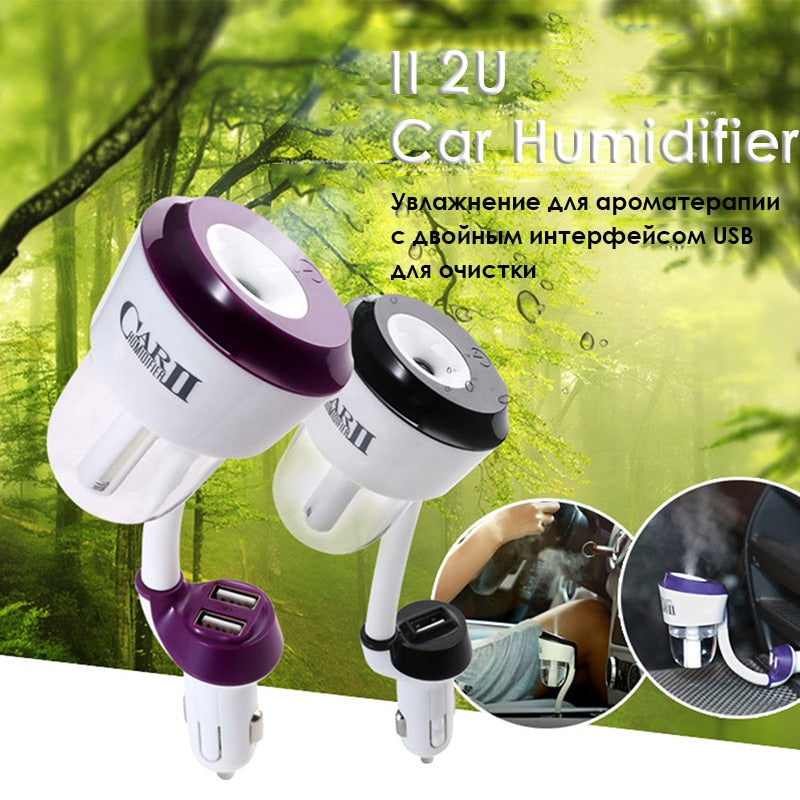 II Car Humidifier Double USB Port Car Aroma