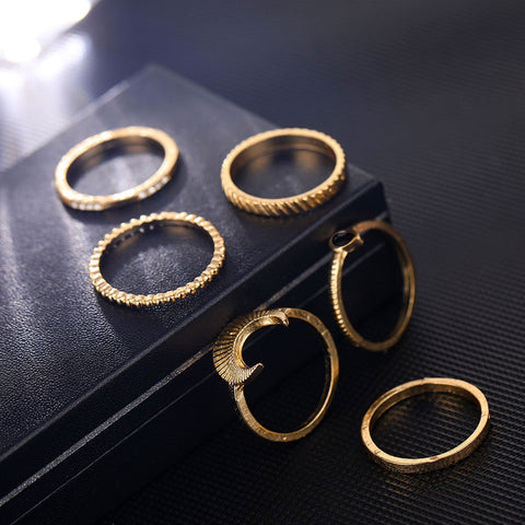 Image of Moon Geometric Joint Rings Set