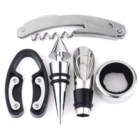 Image of 5 PIECE WINE BOTTLE DELUXE ACCESSORY GIFT SET