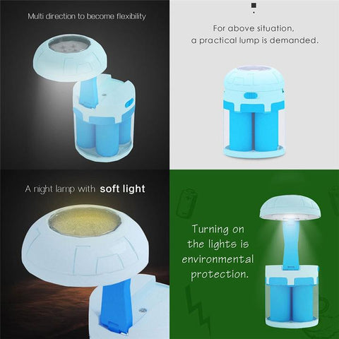 Image of LED Salt Water Chemical Powered Night Light Portable Desk Lamp - Blue