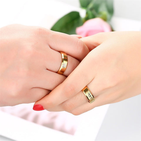 Image of Her King His Queen Couple Rings Gold Crown Rings