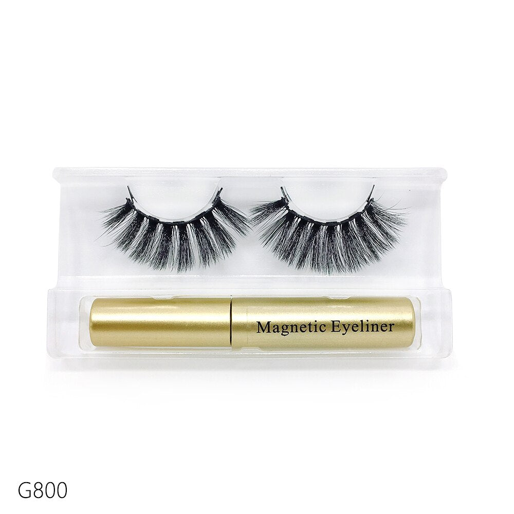 5 magnetic eyelashes, liquid eyeliner and tweezers set