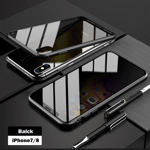 Image of Anti-peep Magnetic Adsorption Metal Phone Case For iPhone