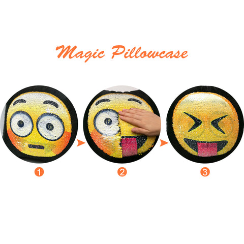 Image of Awesome Changing Face Emoji Sequin Pillow