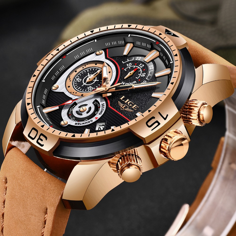 Image of Waterproof Men's Gold Watch