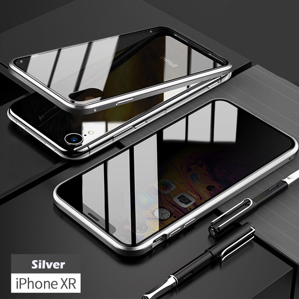 Anti-peep Magnetic Adsorption Metal Phone Case For iPhone