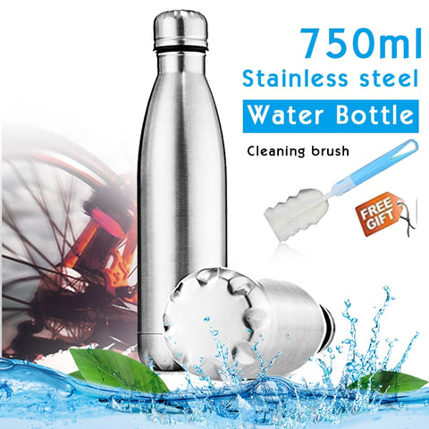 Image of 750ml Sports Wall Water Bottle Simple Non Insulated Stainless Steel
