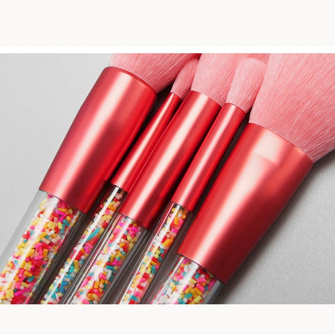 Image of 5pcs Lollipop Candy Unicorn Crystal Makeup Brushes Set
