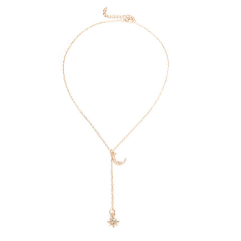 Image of Multi Layer Crystal Moon Star Choker Necklace