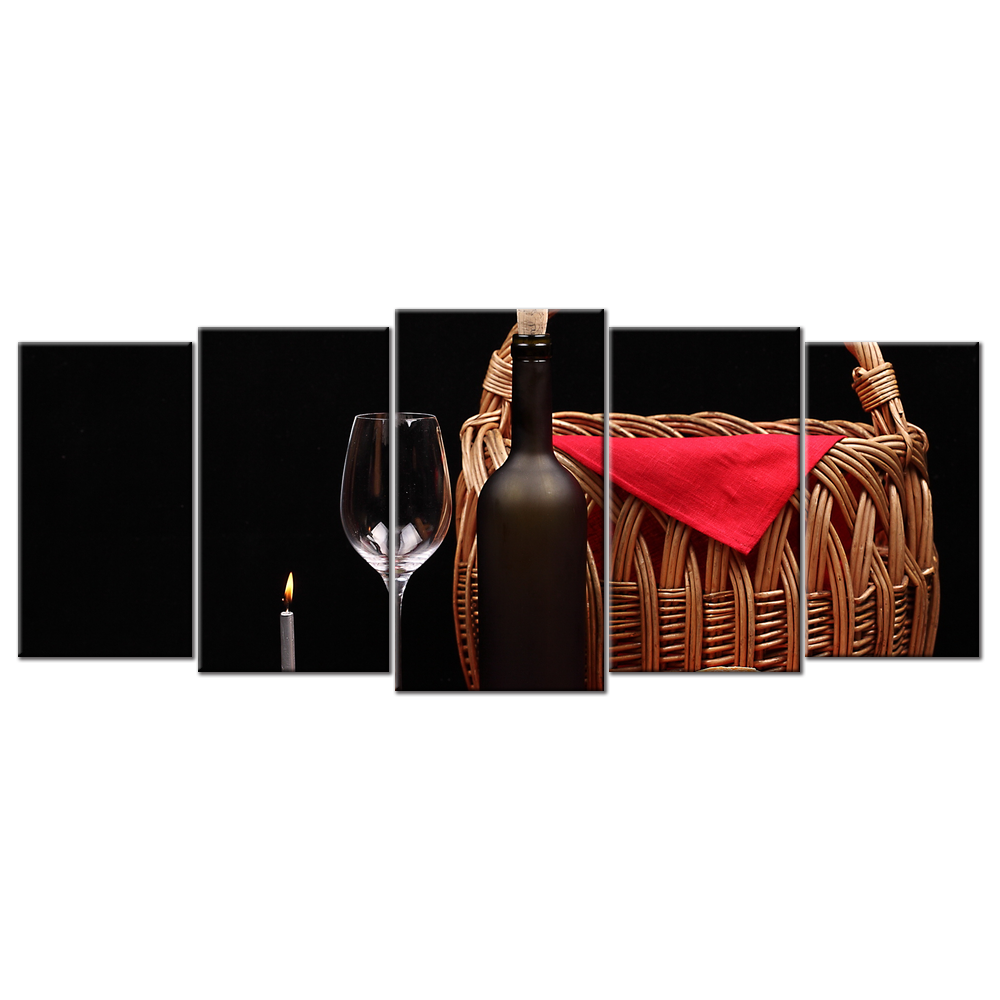 Wine Glass Fruit Flowers Bread And Basket - 5 panels XL