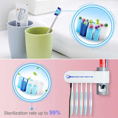 Image of UV Light Toothbrush Holder and Toothpaste Dispenser