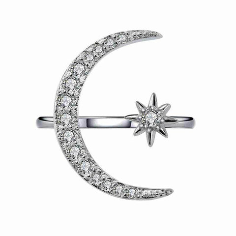 Image of Moon Star Open Finger Rings for Women Adjustable