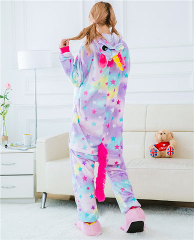 Image of MAGICAL STARRY PURPLE & RAINBOW COLOR UNICORN ONESIE