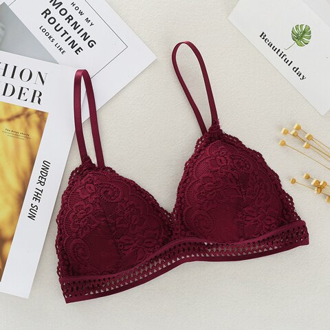 Image of Sexy Deep V Lace Bra Wireless