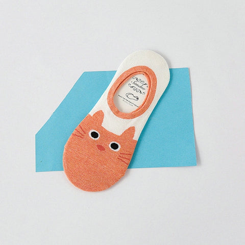 Image of New Free Shipping Women Candy Color Socks Small Animal Cartoon Short 100% Cotton Boat Socks 2 Pair Breathable Casual Funny Sock