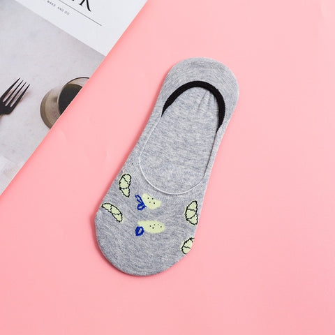 Image of New Free Shipping Women Candy Color Socks Small Animal Cartoon Short 100% Cotton Boat Socks 2 Pair Breathable Casual Funny Sock