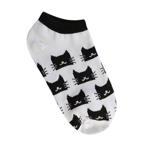 Image of New Free Shipping Women Candy Color Socks Small Animal Cartoon Short 100% Cotton Boat Socks 2 Pair Breathable Casual Funny Sock