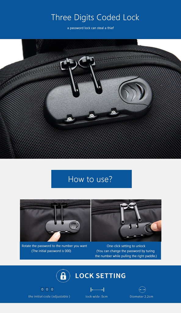 OZUKO 2019 New Multifunction Crossbody Bag for Men Anti-theft Shoulder Messenger Bags Male Waterproof Short Trip Chest Bag Pack