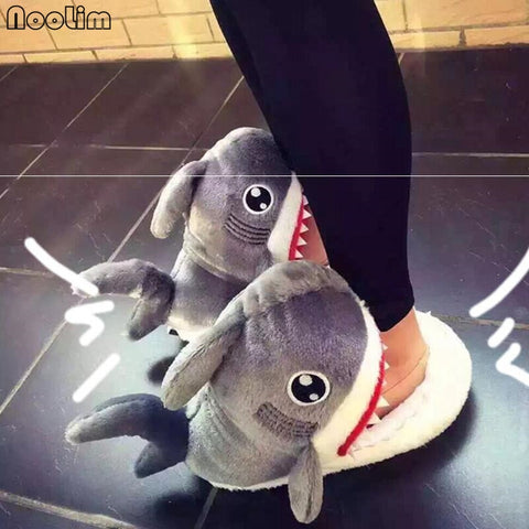 Image of Fuzzy Shark Slippers