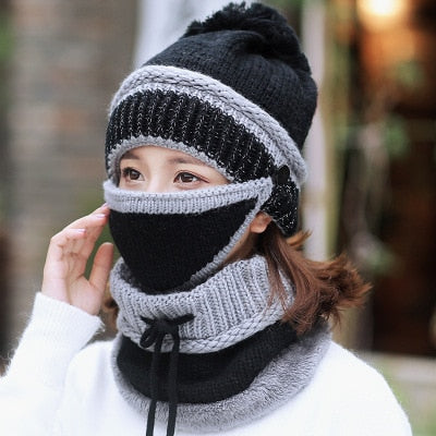 Image of Beanie Hat with Scarf and Mask