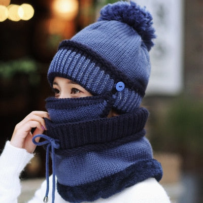 Image of Beanie Hat with Scarf and Mask