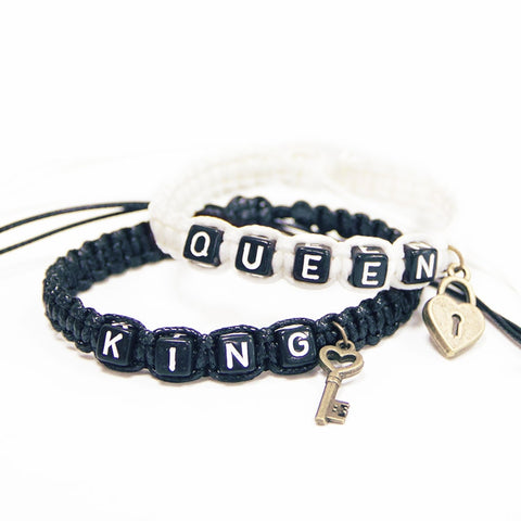 Image of Couple Lock Charm Rope Bracelet